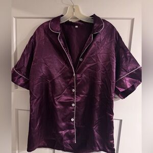 Women's Purple Satin Pajama Top